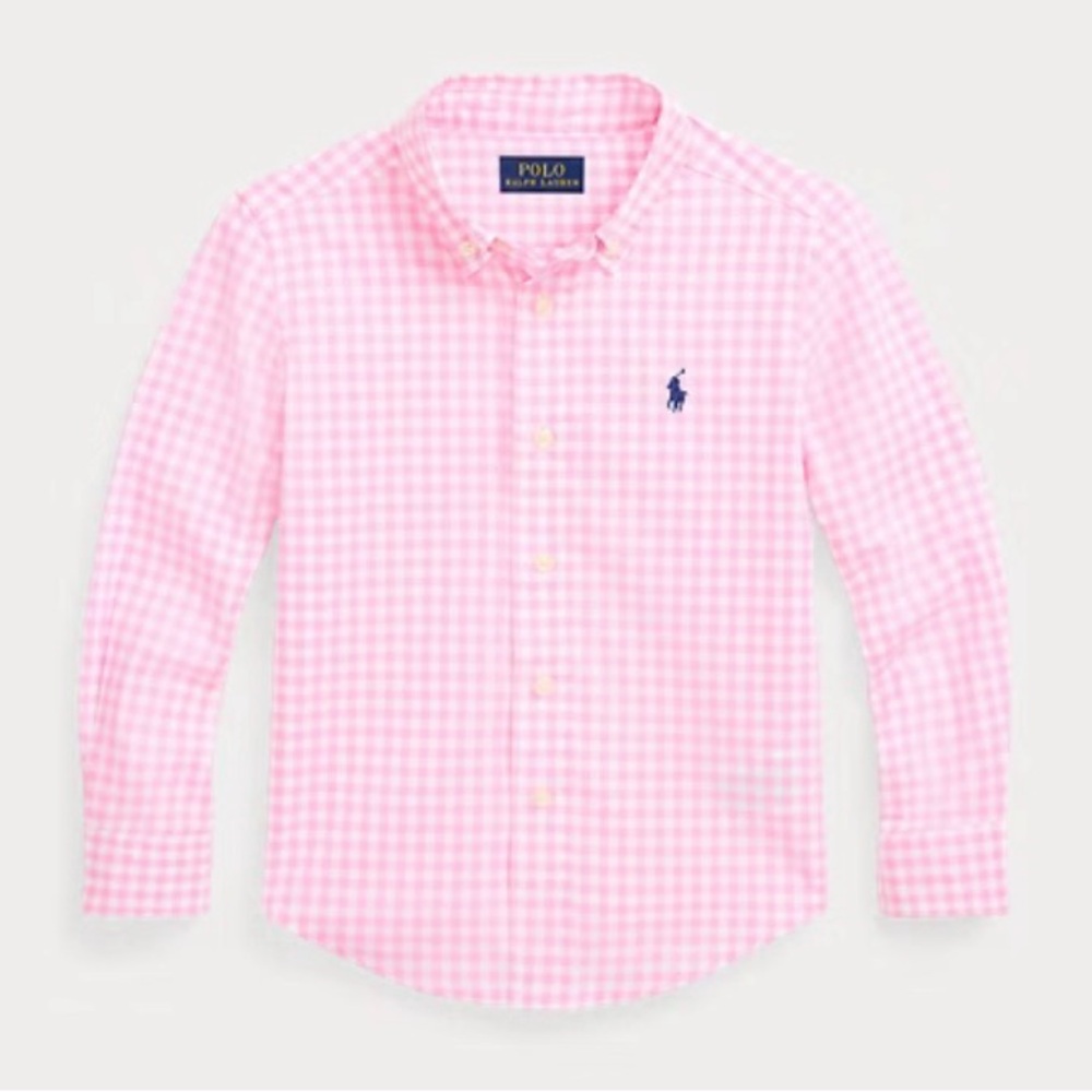 Ralph Lauren Gingham Cotton Poplin Shirt in Pink Size 5